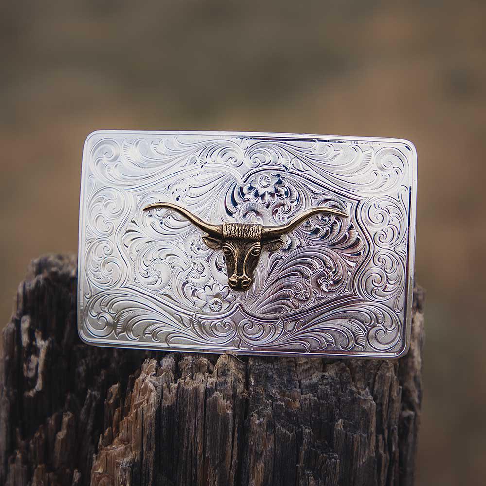 Montana Silversmith 46510-64 Iconic Western Longhorn Silver Belt Buckle