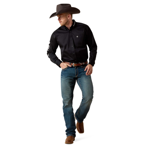 Ariat 10017497 Men's Team Logo Twill Classic Fit Shirt - Black/White