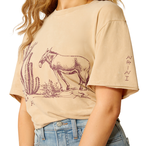 Ariat 10052610 Women's Burro T-Shirt Irish Cream Mineral Wash