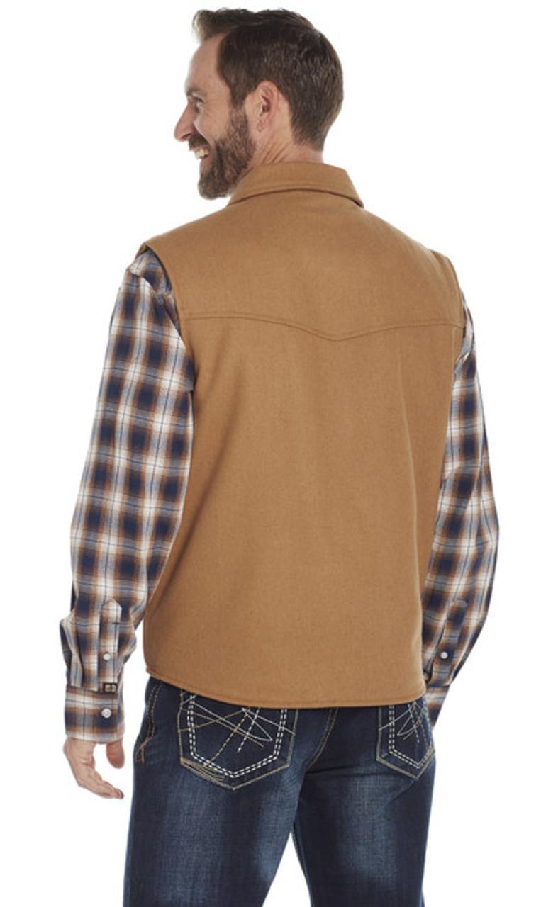 Cripple Creek CR38566-26 Men's Wool Melton Vest w/ Nubuck Leather Trim - Camel