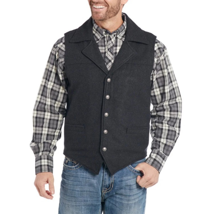 Cripple Creek CR39066-46 Men's Wool Melton Black Vest with Conceal Carry Pocket