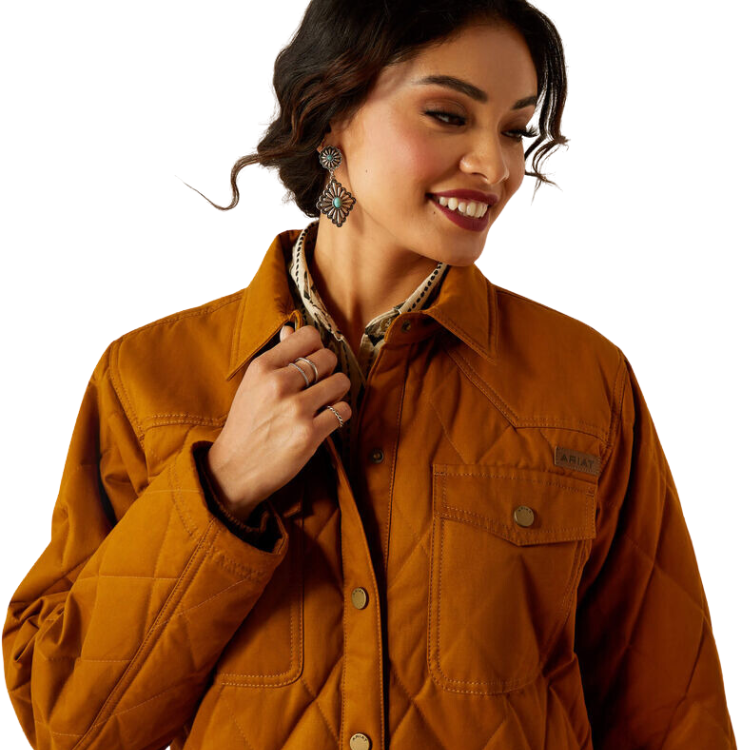 Ariat 10052400 Women's Grizzly Quilted Barn Jacket Chestnut Horse