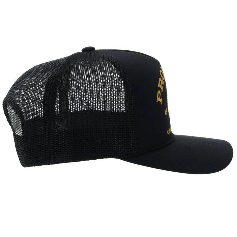 Hooey 2263T-BK PRORODEO BLACK HAT W/GOLD LOGO