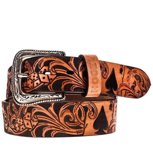 Hooey HMBLT068 "GAMBLER" BROWN/BLACK FILIGREE BELT