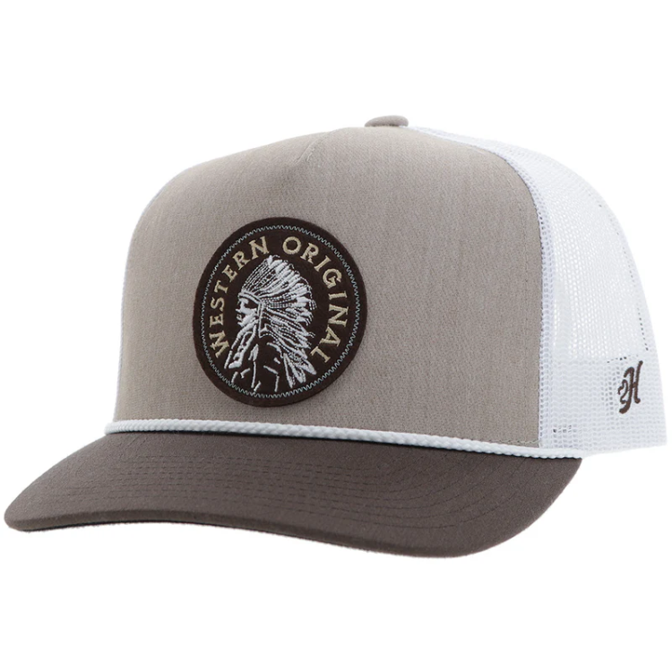 Hooey 2426T-TNWH Quanah Tan / White 5 Panel Trucker with Brown / White Circle Patch