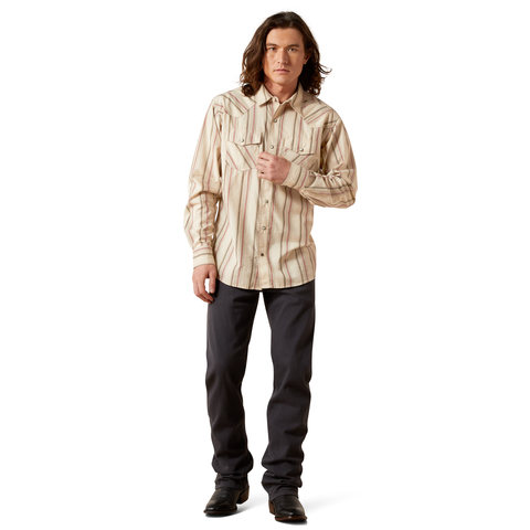 Ariat 10065757 MNS HINES RETRO SNP LS SHRT OFF WHIT