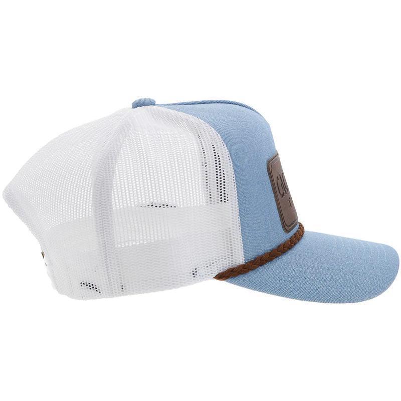 Hooey CR107 Cactus Ropes Denim / White Trucker with Leather Rectangle Patch