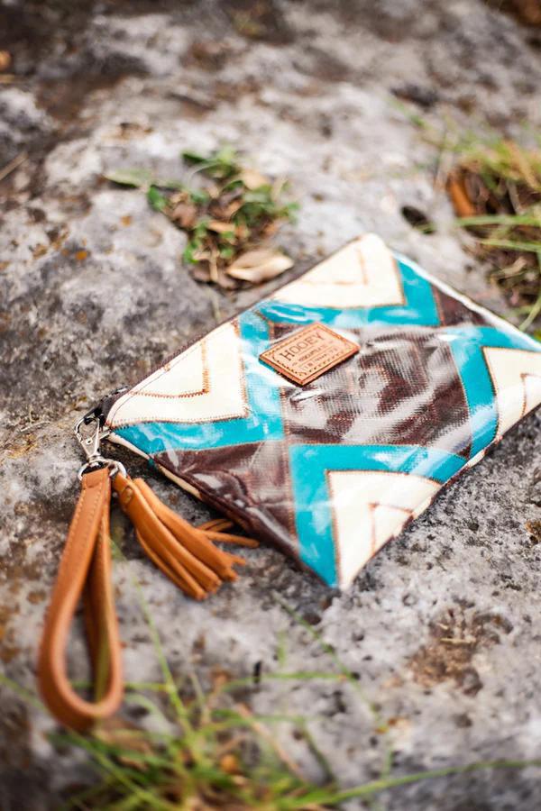 Hooey HWP003-BRTQ "MONTEZUMA" BROWN/TURQUOISE AZTEC PATTERN ARENA WRISTLET