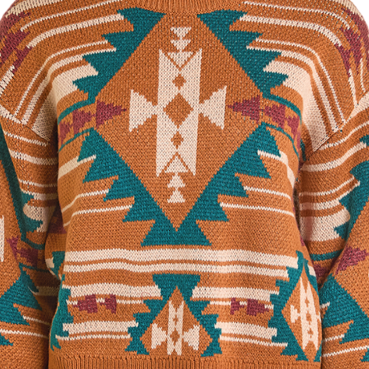 Rock & Roll BW32T06963 Aztec Knit Sweater - Camel
