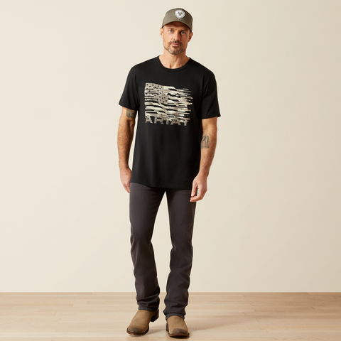 Ariat 10065892 MNS ARIAT FREEDOM FLAG SS TSHRT BLK