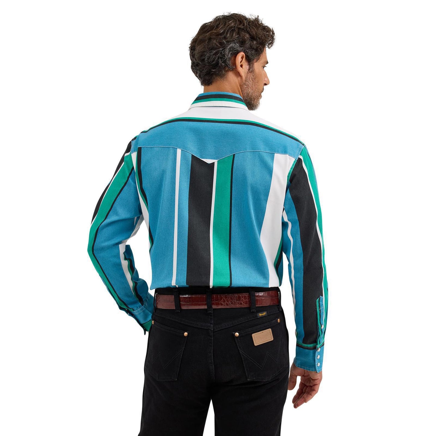Wrangler 112368191 Vintage Inspired Long Sleeve Shirt - Blue Multi Stripe - Classic Fit