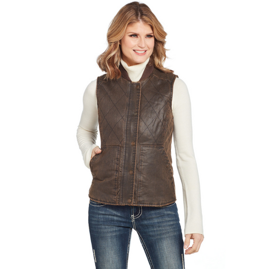 Cripple Creek CW8319 Color 94 ZIP FRONT ENZYME WASHED COTTON VEST WITH CONCEALED CARRY POCKET