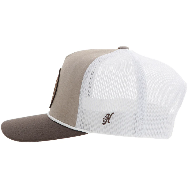 Hooey 2426T-TNWH Quanah Tan / White 5 Panel Trucker with Brown / White Circle Patch