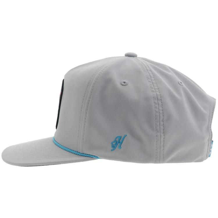 Hooey 2444T-GY Cheyenne Grey 5­ Panel Trucker with Pink / Blue / Black Patch