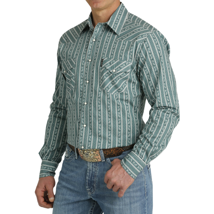 Cinch MTW1303076 Men's Modern Fit Snap Front Western Shirt - Green