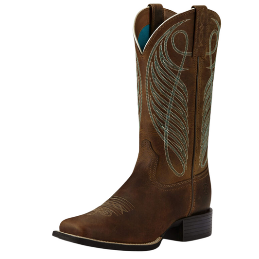 Ariat 10018528 Round Up Wide Square Toe Powder Brown