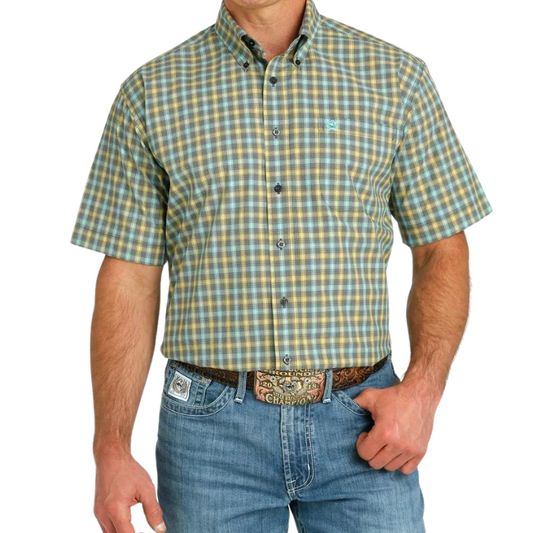 Cinch MTW1111458 MENS PLAID BUTTON DOWN - GREEN/YELLOW/BLUE