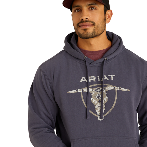 Ariat 10052004 Men's Southwestern Longhorn Hoodie Odyssey Grey