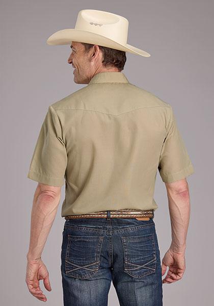 Roper 01-002-0025-0373 Men's Solid Snap Shirt-Solid Broadcloth-Tan