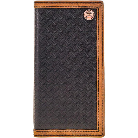 Hooey HW020 BK  "Hands Up Basketweave" Black and Tan Wallet