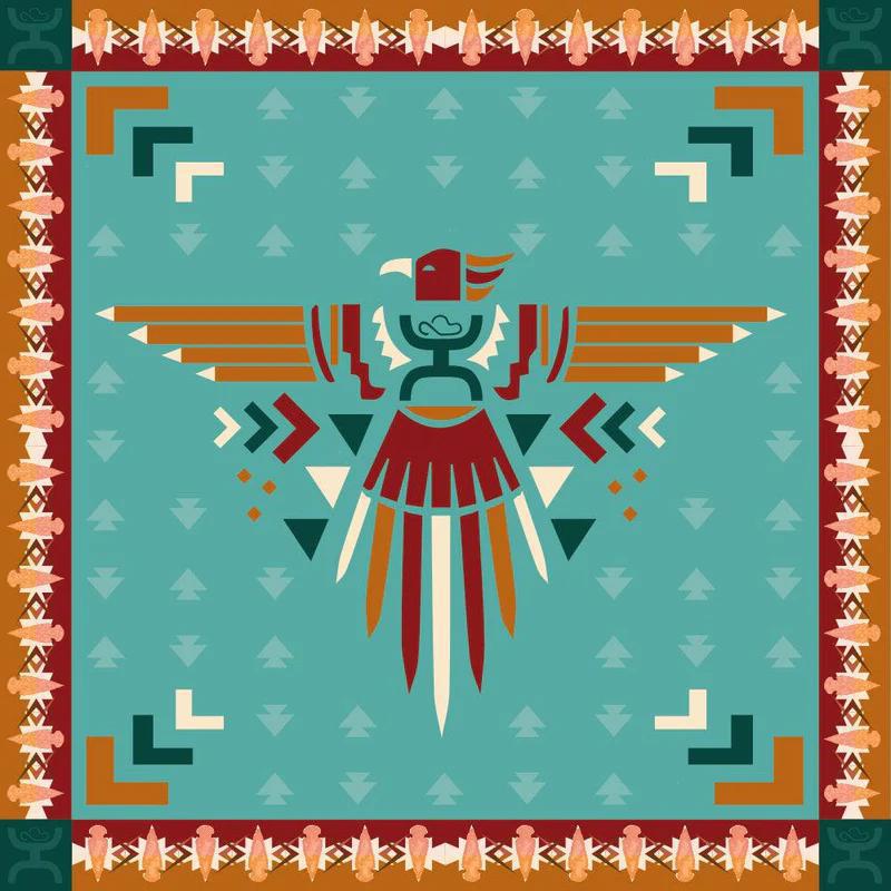 Hooey "AZTEC THUNDERBIRD" TURQUOISE/RUST WILD RAG