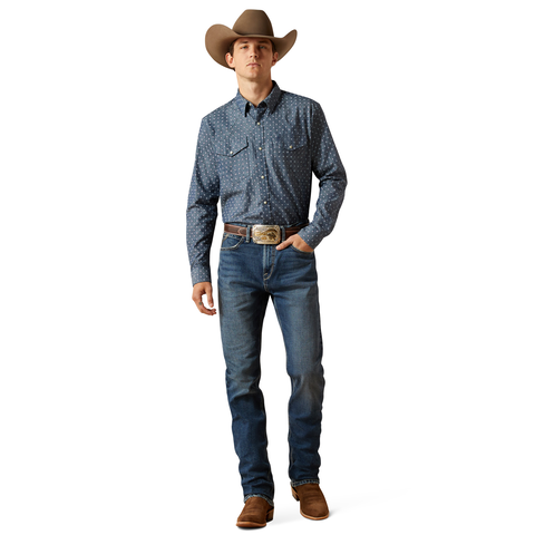 Ariat 10062175 MNS Trip Fitted Shirt - Chambray Blue