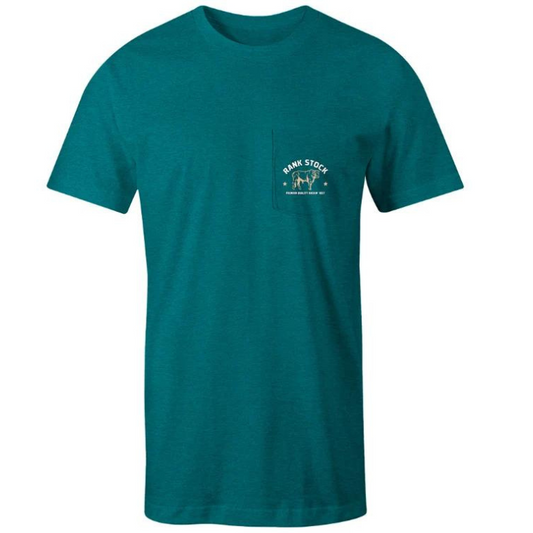 Hooey HT1684TL-Y YOUTH "CHARBRAY" TEAL HEATHERED RANK STOCK LOGO T-SHIRT