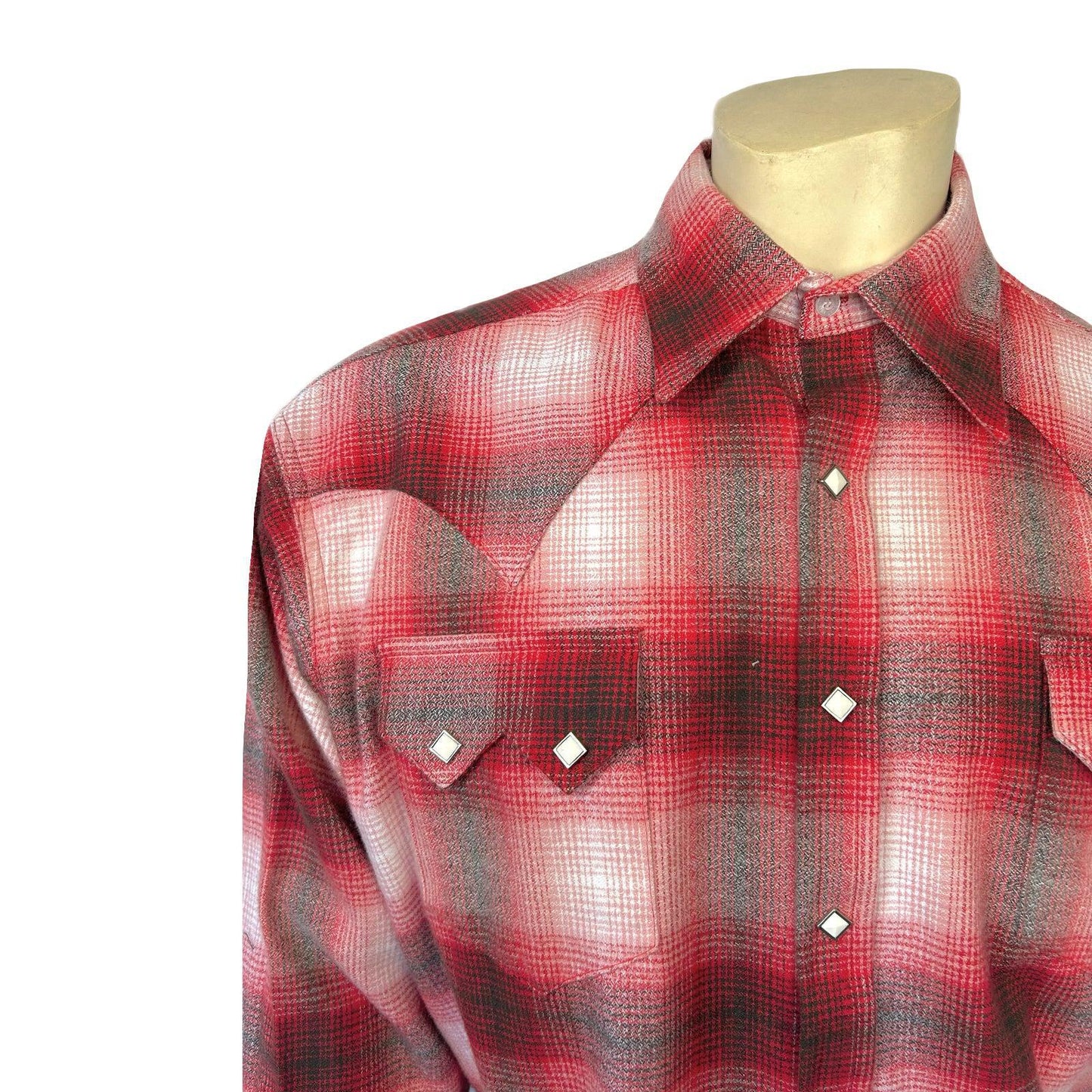 Rockmount 647-RED/GRY Men's Plush Flannel Red & Grey Plaid Western Shirt